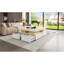 Table basse carrée brillante blanche avec 4 tiroirs, 43,3 de large pour le rangement et la présentation du salon