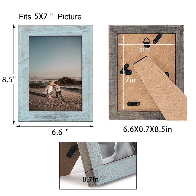 Ensemble de 2 cadres à cadre simple en bois mat 5 po x 7 po Jarle