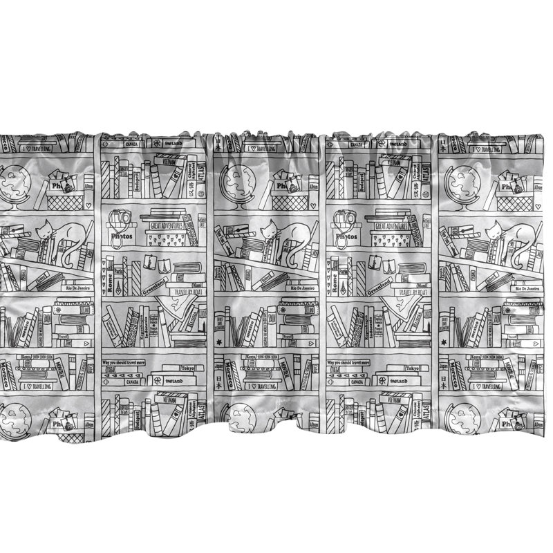 Ensemble de 2 cantonnières Ambesonne à motif géométrique oriental taupe et bleu pâle, L 54 po x L 12 po
