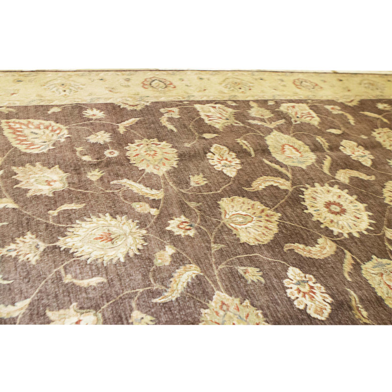 Hand Knotted Wool Area Rug in Brown And Gold