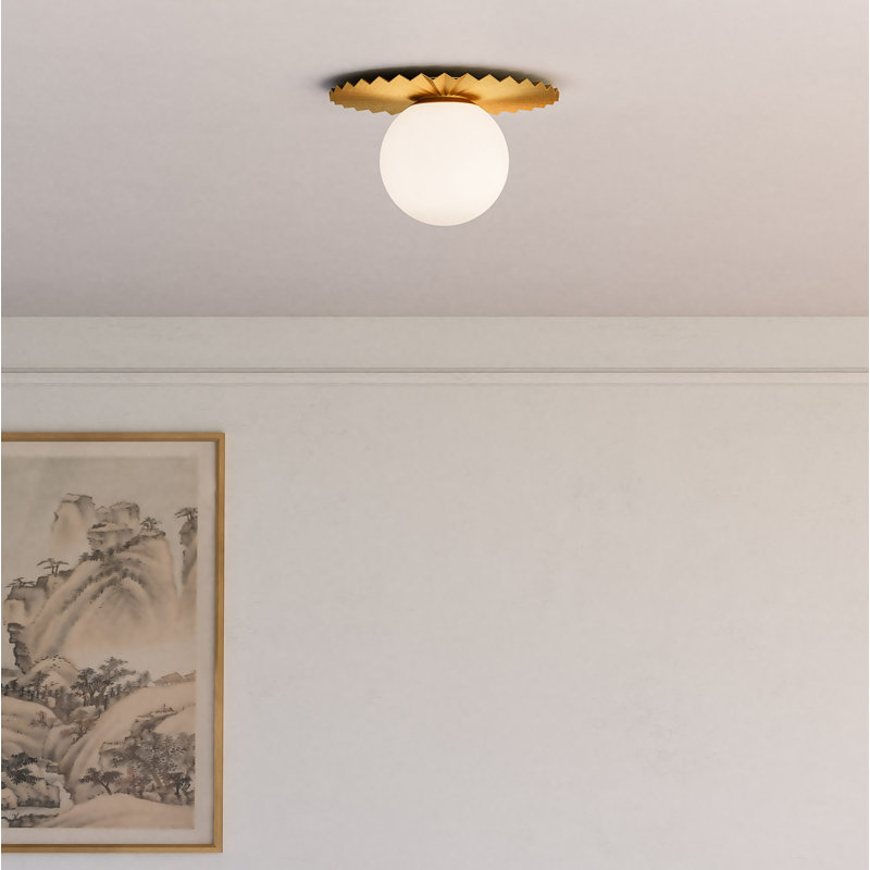 Plafonnier encastré 1 lumière Laki, Or brossé, H 6,63 po x l 11,88 po x P 11,88 po