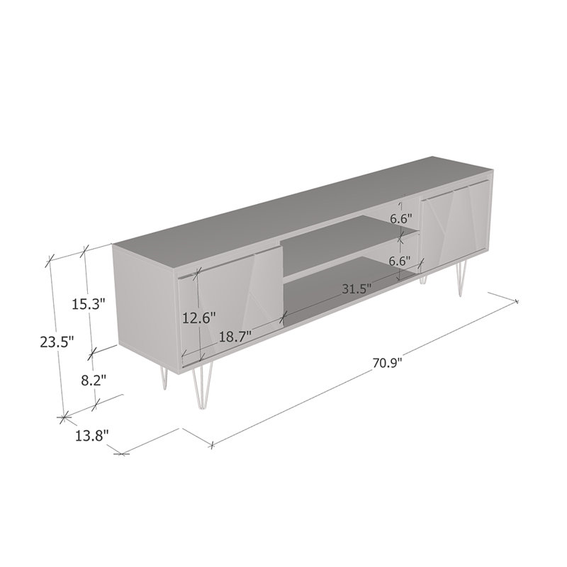 Galin 70.9" Modern TV Stand with High Gloss Finish, Black