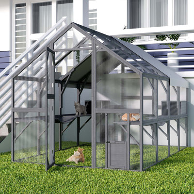 Grande maison de chat d'extérieur l 110,6 po x P 74,4 po x H 74 po