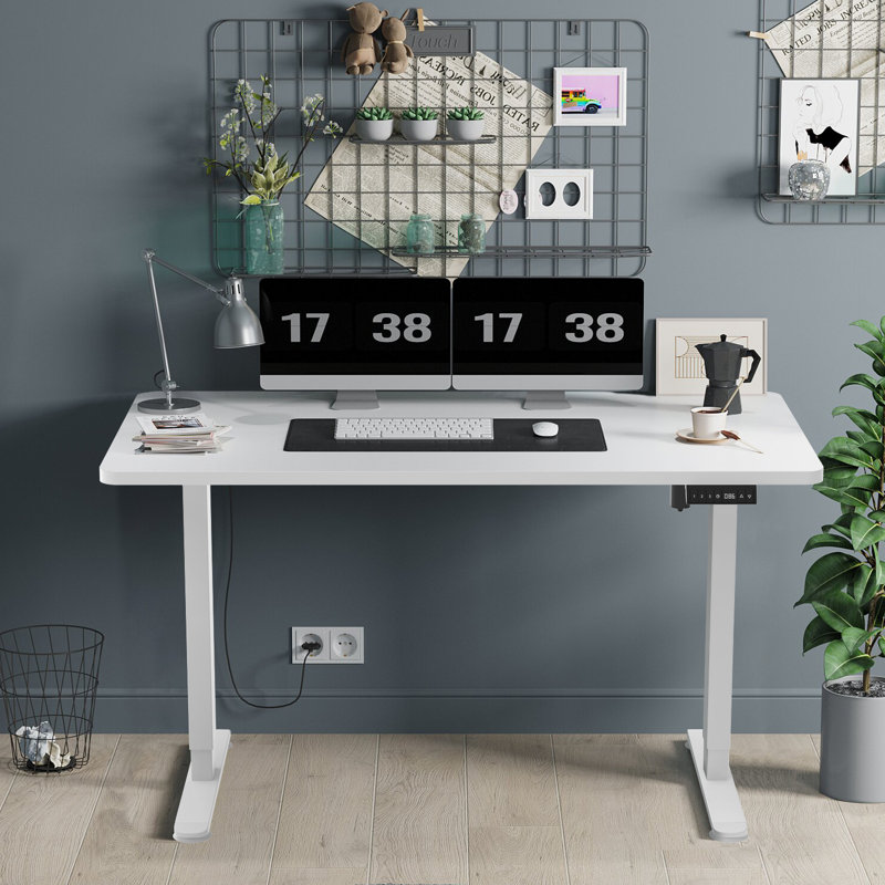 Dionysius Electric Height Adjustable Standing Desk, 140cm x 70cm, White, All White