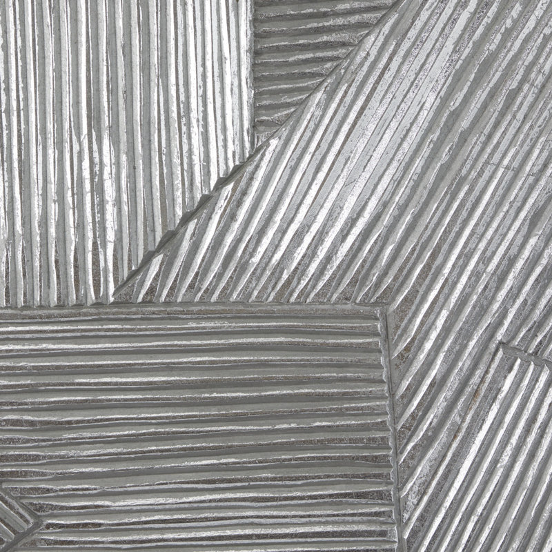 Décoration murale géométrique radiale en bois sculpté sur bois avec cadre noir, Gris