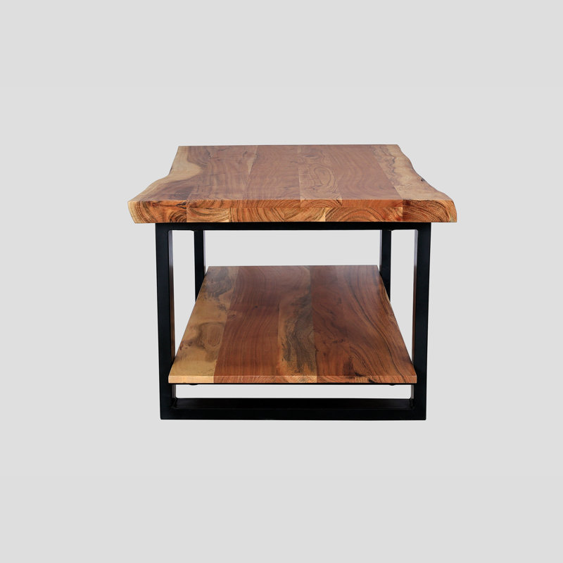 Table basse en bois massif avec rangement Beames, Naturel
