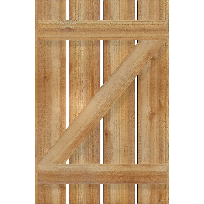 Volets espacés de 5 3/8 po avec barre en Z, cèdre rouge de l'Ouest TimberCraft (par paire), 23 po, 35 po