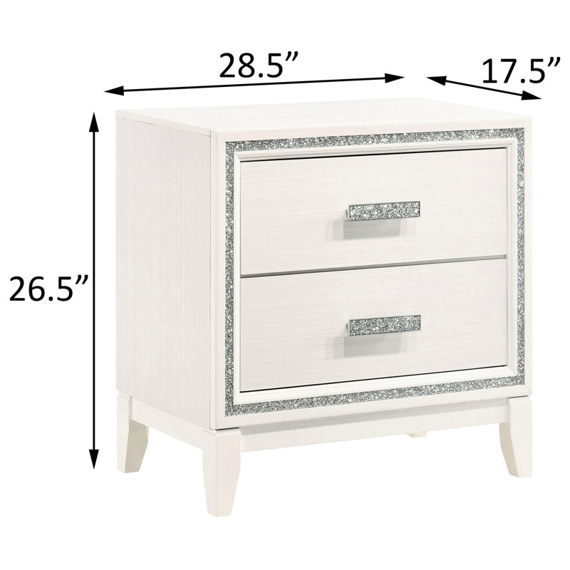 Table de chevet blanche 2 - beaucoup de rangement et de design avec arrêt pour un espace sécuritaire glamour