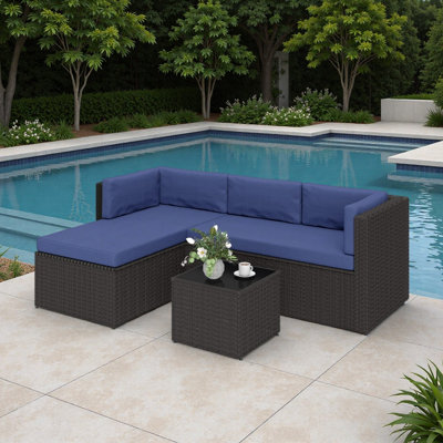 Ensemble de conversation confortable, ensemble de mobilier d'extérieur 3 pièces, coussin confortable