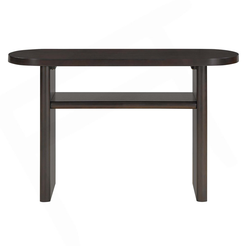Elegant Minimalist Console Table With Rounded Edges And Sturdy Shelf Design For Entryway, Living Room, Espresso