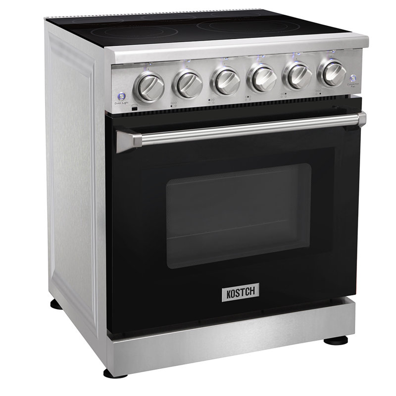 KOSTCH 30 inch Electric Range + 24 inch Built-In Dishwasher Set, with 5 Heating Elements Cooktop, 4.55 Cu. Ft. Convection Oven Capacity, 8 Wash Programs Slide In Dish Washer (Black)