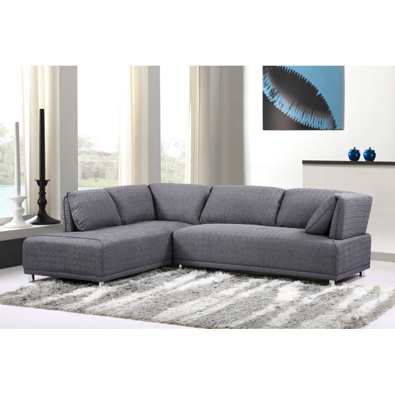 Canapé et chaise longue 104 po Nita, Mélange de polyester gris, Orienté à gauche (vu de face)