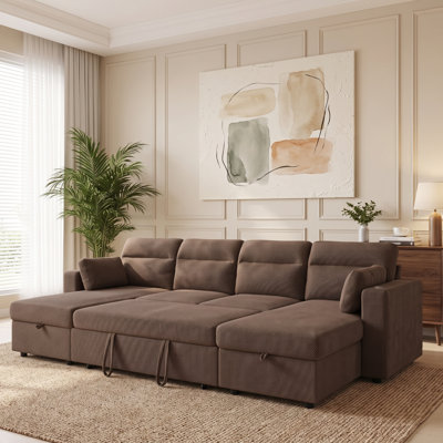 Canapé d'angle convertible de 269 cm avec méridienne de rangement