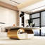 Table basse moderne avec tablette ouverte et plateau en pierre frittée Modern