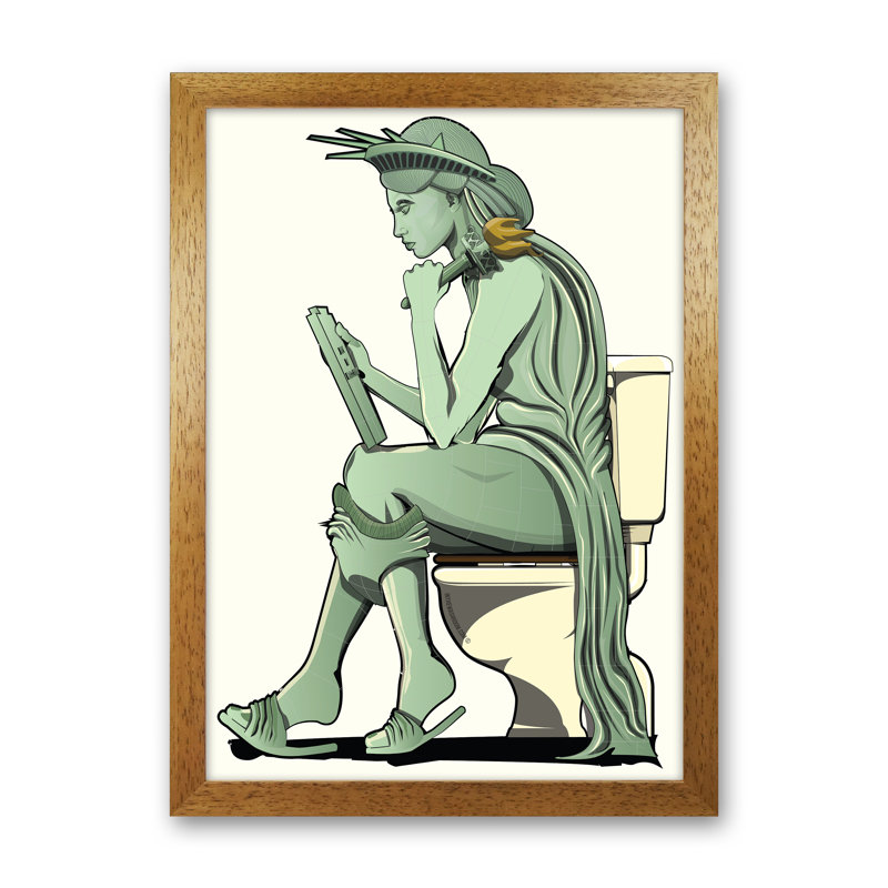 Statue Of Liberty Loo - Print, Oak Framed, 84cm H x 60cm W x 3cm D