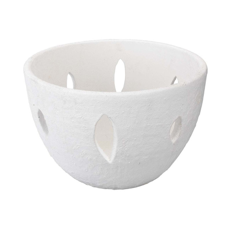 White Ceramic Rustic Round Decorative Bowl