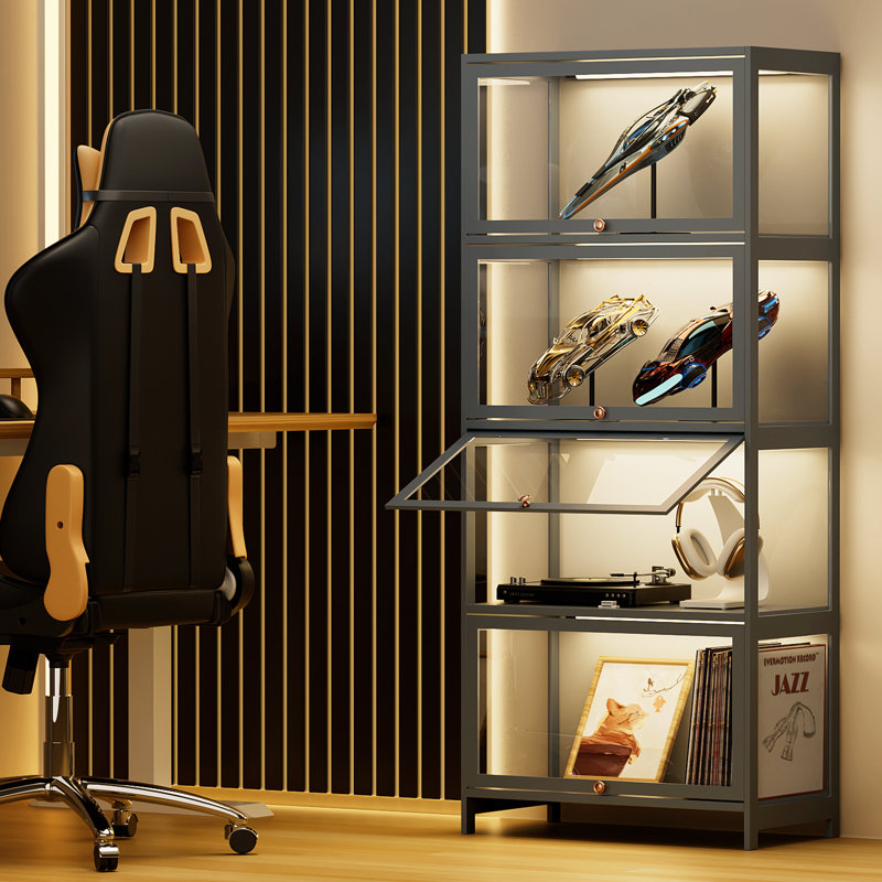 Acrylic Display Cabinet With Flip Up Door, Curio Cabinet Collection Display Case Showcase Bookcase