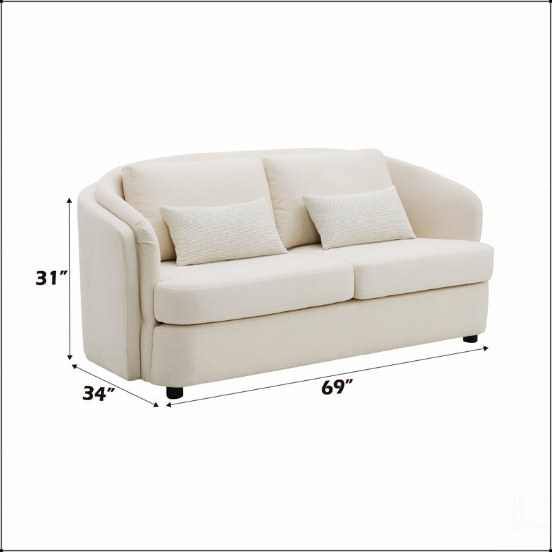 Causeuse en lin beige avec 2 coussins décoratifs Mariko