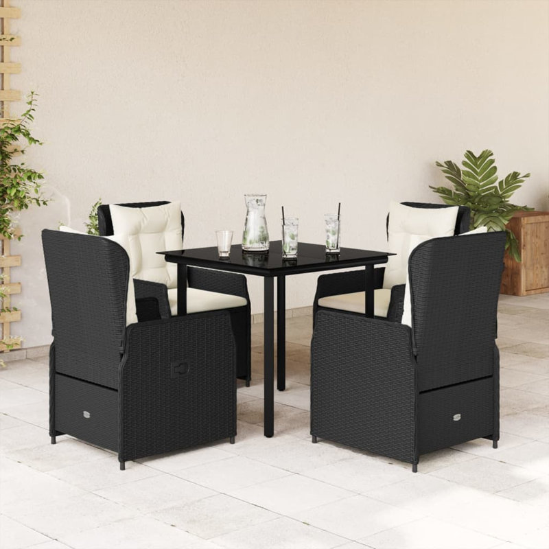  Garden Dining Set Black, Cream White