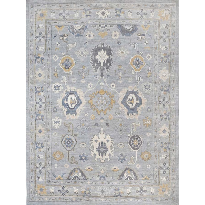 Oushak Collection, Transitional One-of-a-Kind Rectangle 9'2" X 12'3" Hand Knotted Area Rug