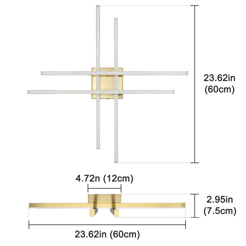 Chaquanna 6000K LED Semi Flush Mount, Gold