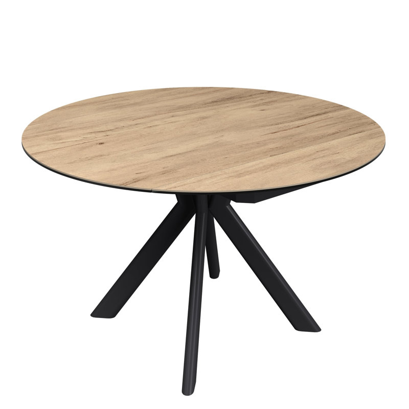 Dining Table with Stainless Steel Base, Woodlook / Dark Grey