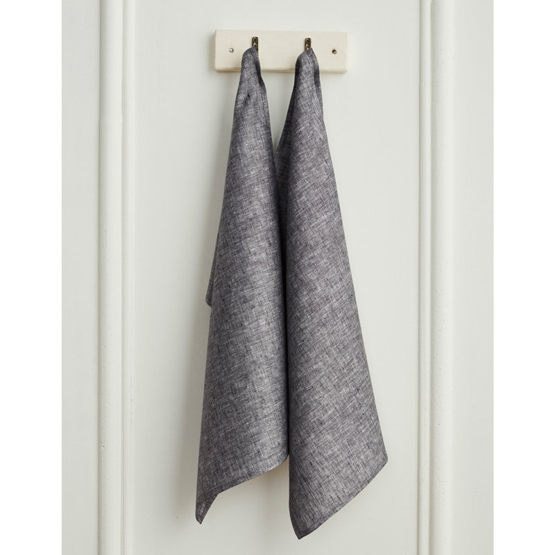 100% Pure Linen Kitchen Towels - Athena, Chambray Black