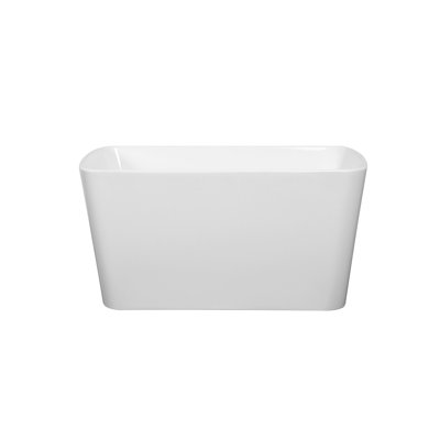Glossy White Acrylic Tub 49'' - Japanese Soaking. Square Shape, Sit-In Design, Overflow And Drain. 23Amazing-49 Style Bath Surface. Square,