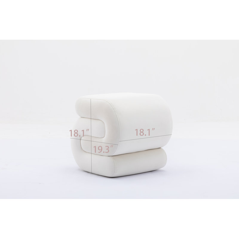 Repose-pieds Janey-Rose, Velours blanc