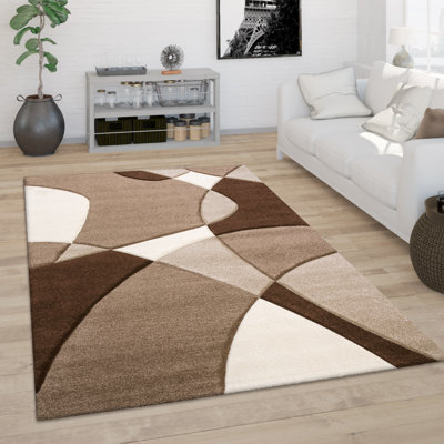 Cathalia Abstract Machine Woven Polypropylene Area Rug in Brown/Beige