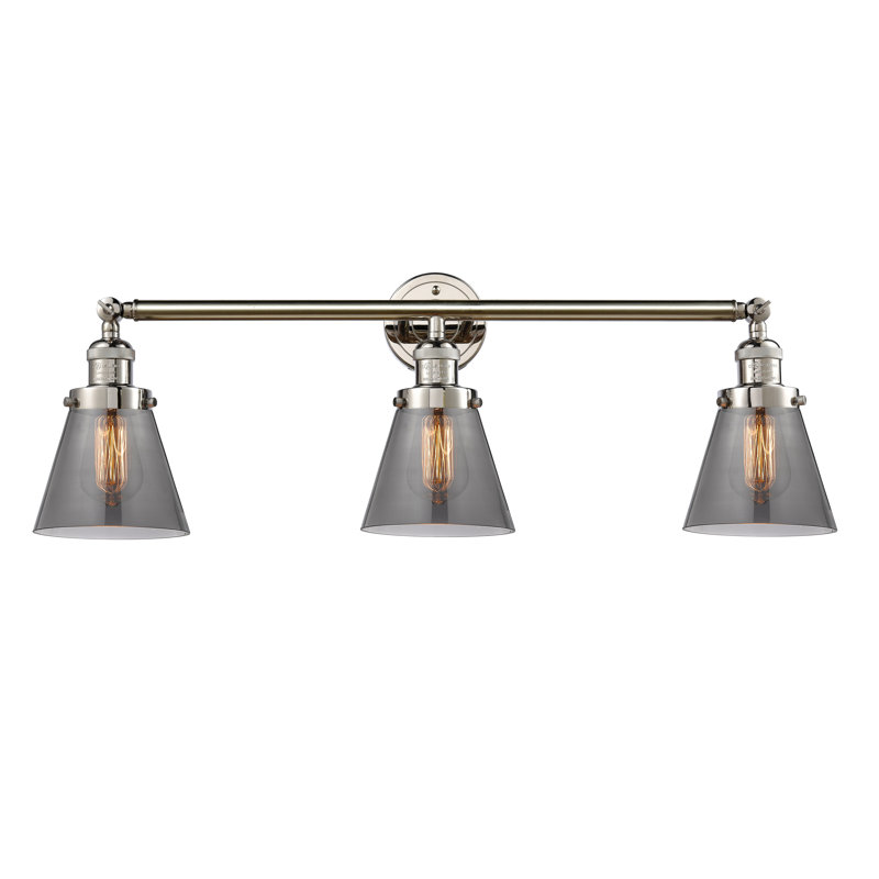 Andrews 3 - Light Dimmable Vanity Light, 60 Watt Vintage Incandescent Bulb, Smoked, Antique Copper