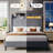 Corduroy Upholstered Platform Bed Frame With Led Lights & Charging Station, Wingback Storage Headboard-2005853170-2005853168