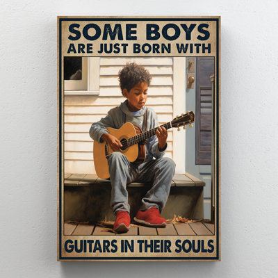 Just Born With Guitars - 1 pièce, impression sur toile tendue