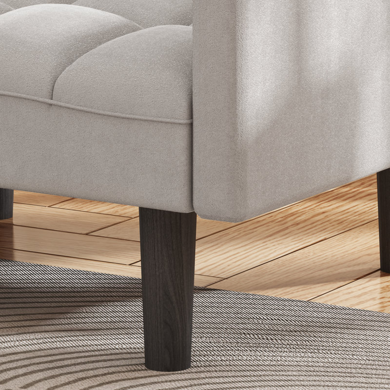 Canapé à accoudoirs carrés de 72,5 po Cristee, Mélange de coton gris