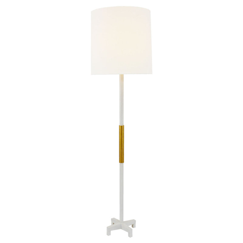 Seline Floor Lamp, White, Antiqued White/Gold Leaf