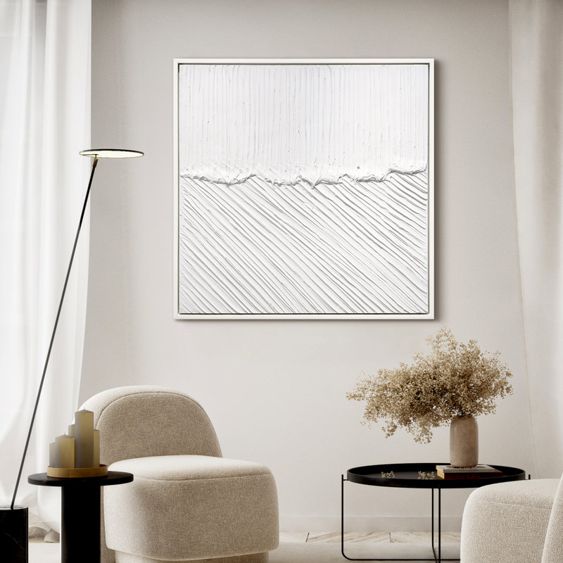 "Pure Serenity", art mural sur toile encadré blanc très texturé