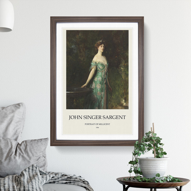 Portrait of Millicent Leveson Print by John Singer Sargent - Framed Print, 36cm H x 27cm W x 2cm D, Walnut Framed