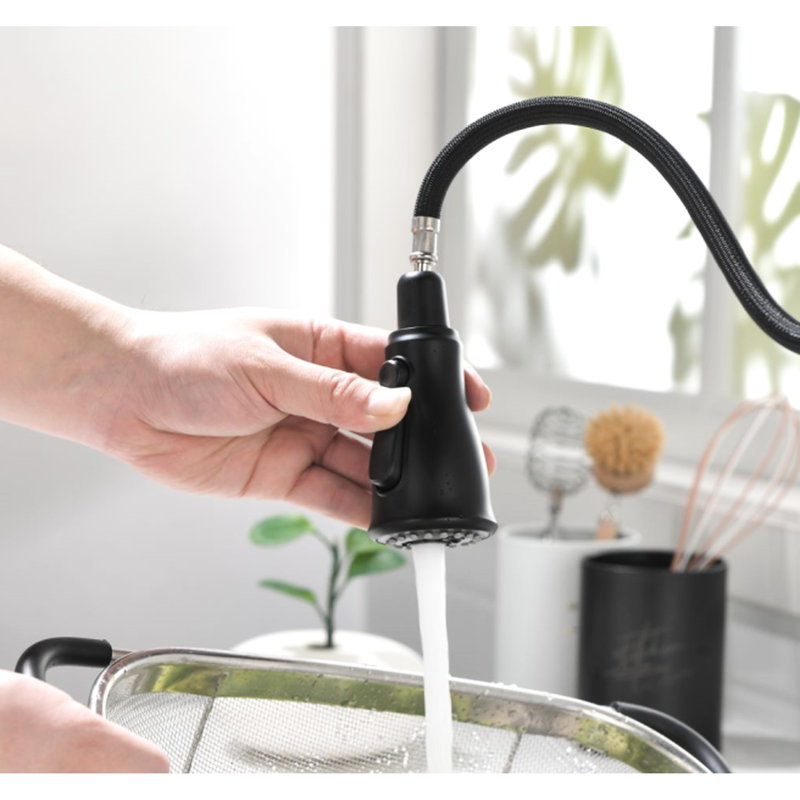 Touch Kitchen Faucet With Pull Down - Matte Black Shade, Stainless Steel Structured With, 360 Rotating Spray For Sink Cleaning Thought, Corrosion And Rust , Simple Water Handling Single Handle