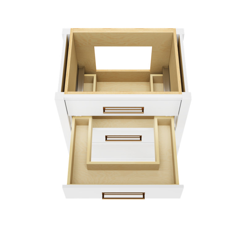 Kiawah Three-Drawer Single Bath Vanity, Pure White, Satin Gold, 30"
