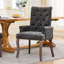 Chaise de salle à manger rembourrée en tissu de chenille, pieds courbés en bois massif, élégante chaise de salle à manger capitonnée pour salle à manger, paquet simple, gris-797944440-797944445
