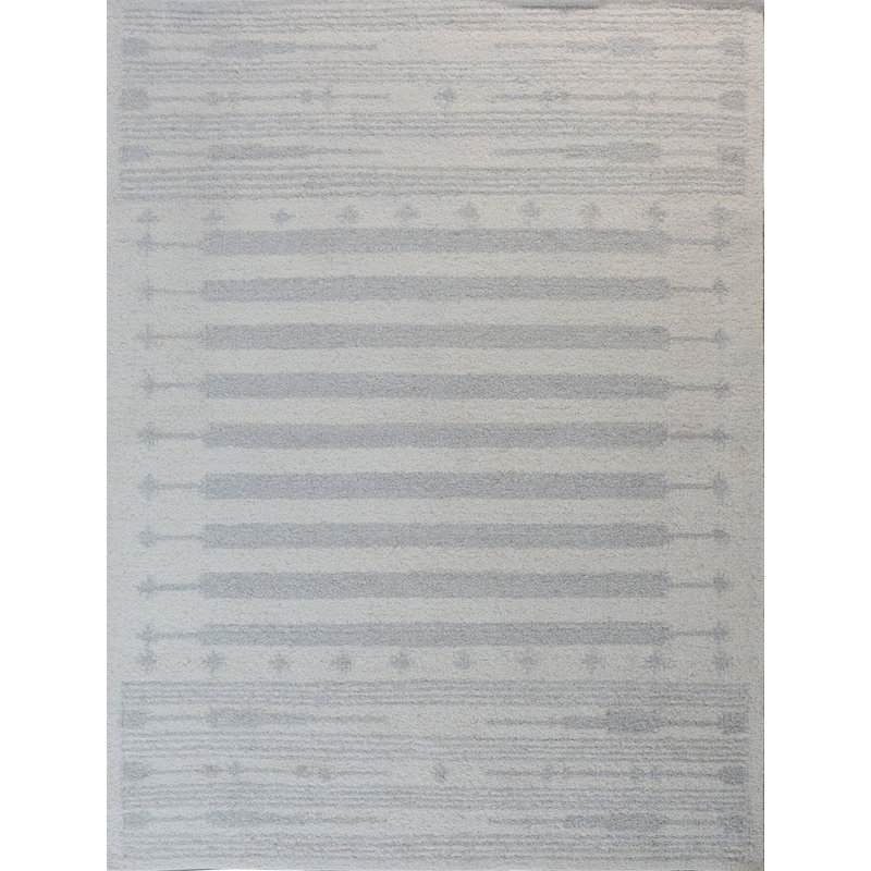 Tapis gris en laine noué à la main, Rectangle 9 pi x 12 pi