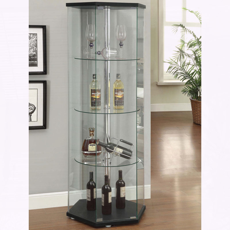 Vitrine hexagonale à 4 tablettes Tenley