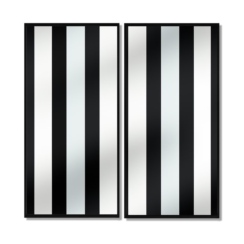Harmonie de lignes noires et blanches rayées - impressions sur toile modernes, H 32 po x l 32 po, Noir