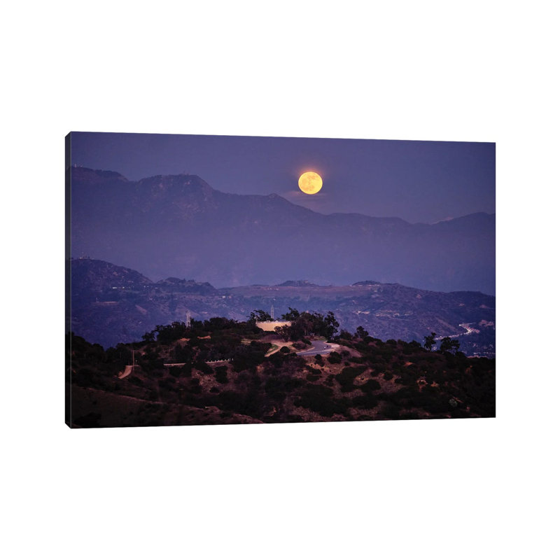 Moon Rise Over Griffith Park, Los Angeles, California by George Oze - Wrapped Canvas Print, 20.32cm H x 30.48cm W x 1.91cm D