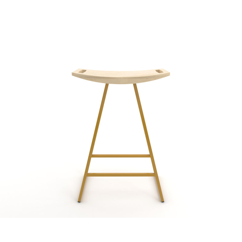 Robert Counter Stool with Metal Frame, Maple, Counter Stool (24" Seat Height), Mustard