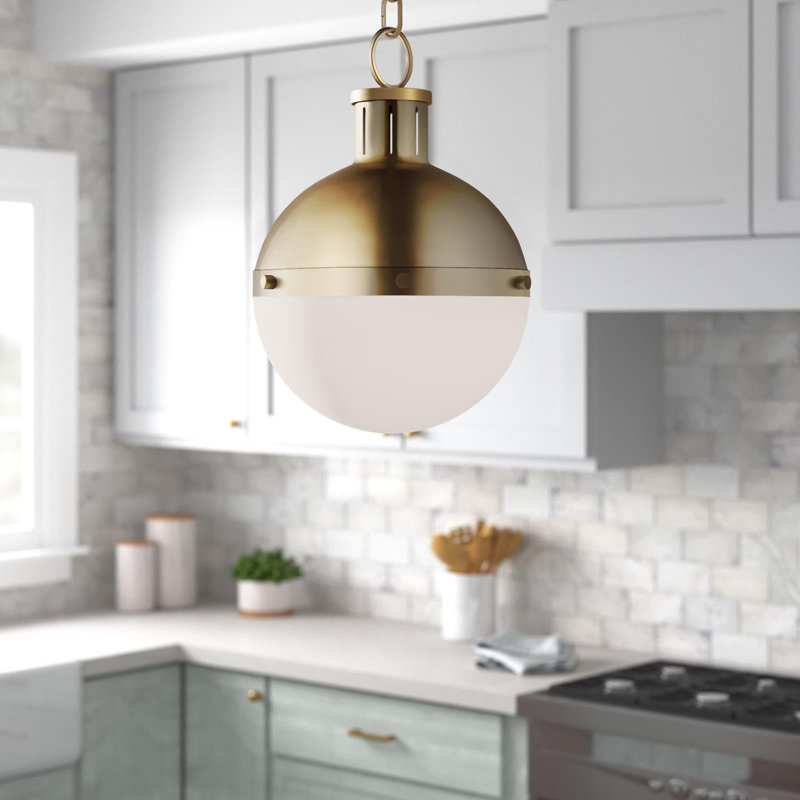 Geoffrey 1-Light Globe Pendant with Steel Fixture, No , Satin Bronze, 11.63" H x 8.13" W x 8.13" D
