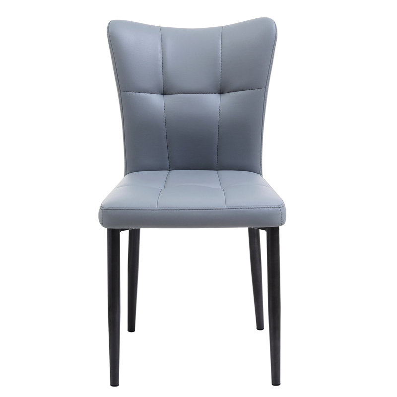 Ensemble de 2 chaises de salle à manger à haut dossier avec design ergonomique: structure en fer forgé, siège en cuir et coussins en éponge à rebond élevé