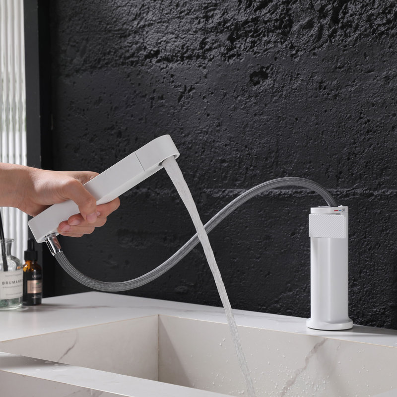 Robinet de salle de bain moderne rétractable 7,2 "avec affichage numérique de la température, White, Not Included