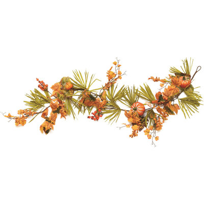 5' x 10" Pumpkins and Berries with Leaves Artificial Thanksgiving Garland - Unlit