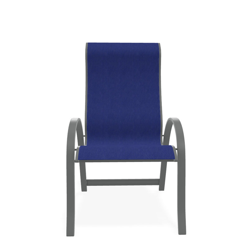 Chaise de patio empilable Hirotaka Supreme, Atlantis bleu royal Sunbrella®, Graphite texturé
